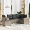 Set de sofás jardín y cojines 5 pzas ratán sintético gris claro