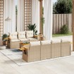 Juego de sofás de jardín con cojines beige 8 pzas ratán PE