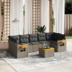 Set de sofás de jardín 8 pzas y cojines ratán sintético gris