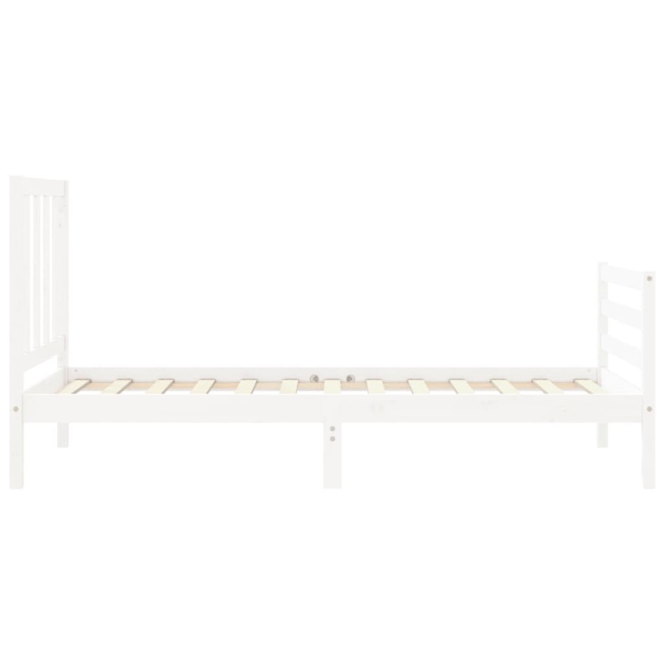 Estructura de cama con cabecero madera maciza blanco 100x200