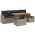 Set de muebles de jardín 6 pzas y cojines ratán sintético