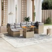 Juego de sofás de jardín con cojines beige 8 pzas ratán PE