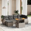 Set de sofás de jardín 7 pzas con cojines ratán sintético gris