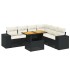 Set de comedor de jardín 7 pzas y cojines ratán sintético