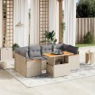 Set sofás de jardín 7 piezas y cojines ratán sintético beige