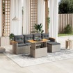 Set de muebles de jardín 6 pzas y cojines ratán sintético gris