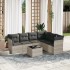 Set de sofás de jardín 7 pzas con cojines ratán PE gris