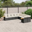 Set de sofás de jardín 10 pzas cojines ratán sintético negro