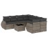 Set de muebles de jardín 9 pzas y cojines ratán sintético