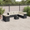 Set de sofás de jardín 10 pzas cojines ratán sintético negro