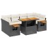 Set de comedor de jardín 7 pzas y cojines ratán sintético