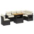 Set de comedor de jardín 7 pzas y cojines ratán sintético