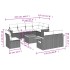 Set de muebles de jardín 9 pzas y cojines ratán sintético