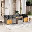 Set de sofás de jardín 8 pzas y cojines ratán sintético gris