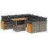 Set de muebles de jardín 9 pzas y cojines ratán sintético