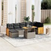 Set de sofás de jardín 8 pzas y cojines ratán sintético gris