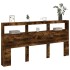Cabecero de cama con luz LED roble ahumado 200x17x102