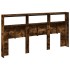 Cabecero de cama con luz LED roble ahumado 200x17x102