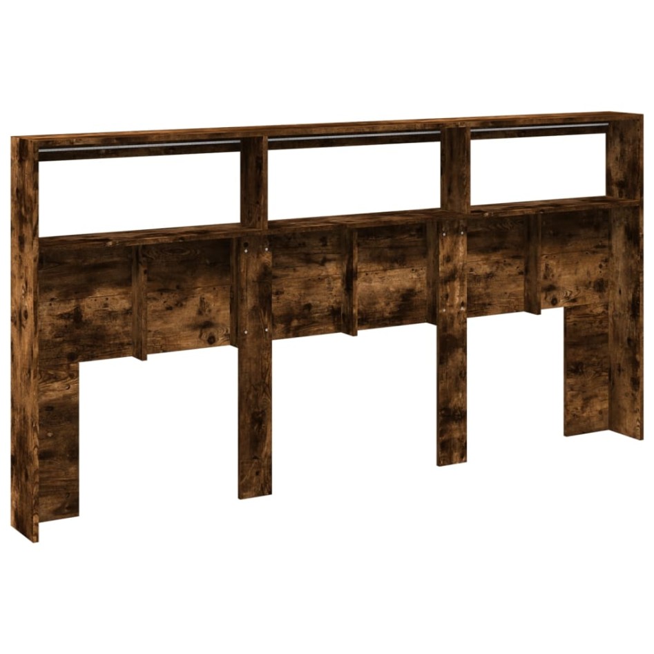 Cabecero de cama con luz LED roble ahumado 200x17x102