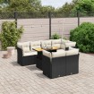 Set de sofás de jardín 8 piezas y cojines ratán sintético negro