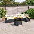 Set de comedor de jardín 7 pzas y cojines ratán sintético