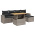 Set de muebles de jardín 6 pzas y cojines ratán sintético