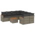 Set de muebles de jardín 9 pzas y cojines ratán sintético