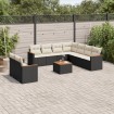 Set de sofás de jardín 10 pzas cojines ratán sintético negro