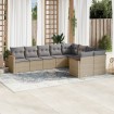 Juego de sofás jardín con cojines beige mezcla 9 pzas ratán PE