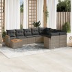 Set de sofás de jardín 10 pzas con cojines ratán sintético gris