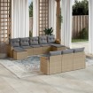 Juego de sofás jardín con cojines beige 10 pzas ratán sintético