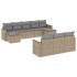 Juego de sofás jardín con cojines beige 10 pzas ratán