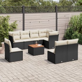 Set de sofás de jardín 8 piezas y cojines ratán sintético