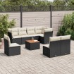 Set de sofás de jardín 8 piezas y cojines ratán sintético negro