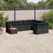 Set de sofás de jardín 10 pzas cojines ratán sintético negro