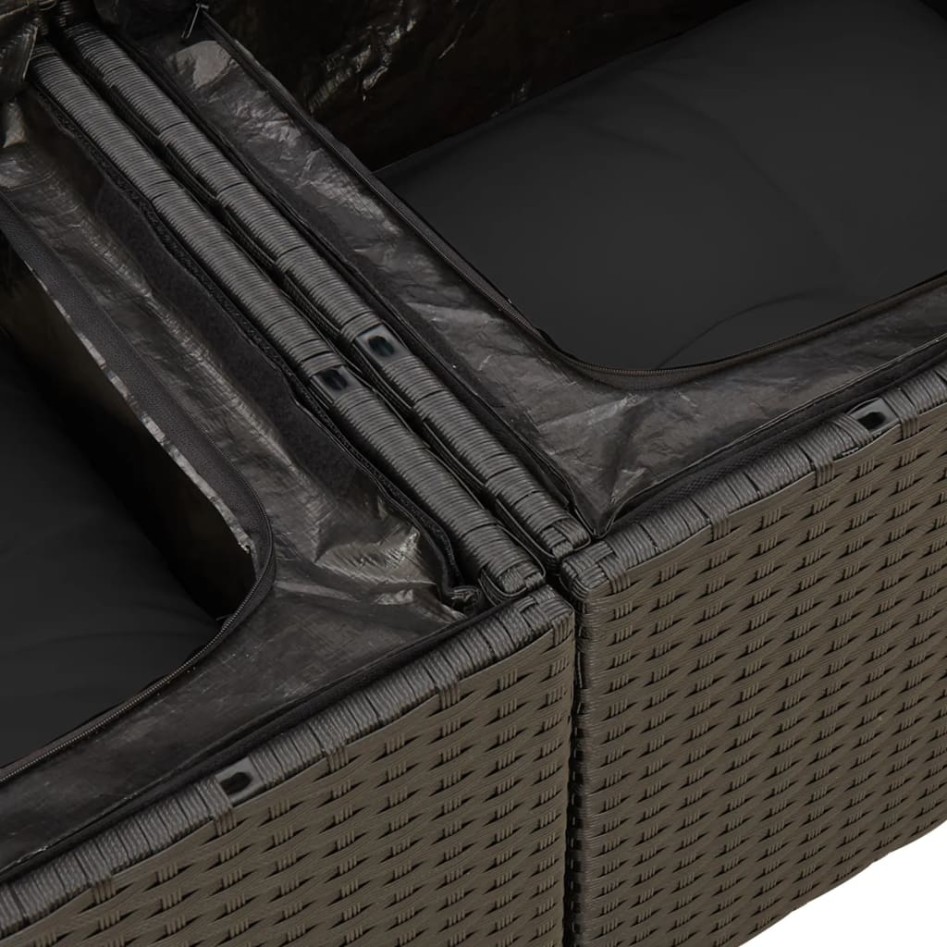 Set de sofás de jardín 11 pzas y cojines ratán sintético