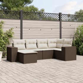 Set sofás de jardín 6 piezas y cojines ratán sintético