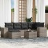 Set de sofás de jardín 7 pzas con cojines ratán PE gris