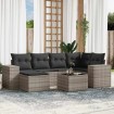 Set de sofás de jardín 7 pzas con cojines ratán PE gris claro