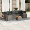 Set de sofás de jardín 8 pzas y cojines ratán sintético gris