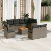 Set de muebles de jardín 9 pzas y cojines ratán sintético gris