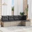 Set de sofás jardín y cojines 5 pzas ratán sintético gris claro