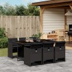 Set de comedor de jardín 7 pzas y cojines ratán sintético negro