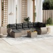 Set de sofás de jardín 8 pzas y cojines ratán sintético gris