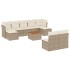 Juego de sofás jardín con cojines beige 10 pzas ratán
