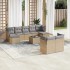Juego de sofás jardín con cojines beige 10 pzas ratán