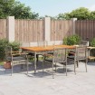 Set comedor jardín 7 pzas y cojines ratán sintético gris