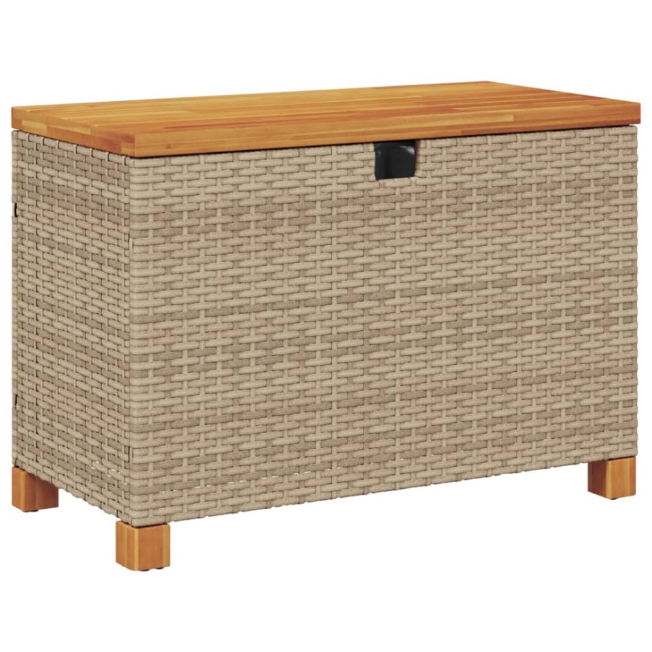 Caja de almacenaje jardín madera acacia ratán beige 80x40x48