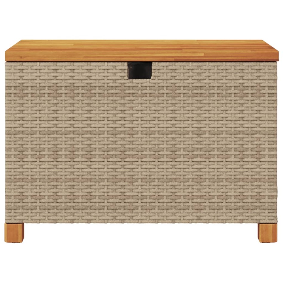 Caja de almacenaje jardín madera acacia ratán beige 80x40x48