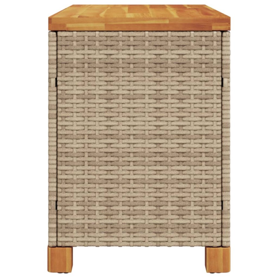 Caja de almacenaje jardín madera acacia ratán beige 80x40x48